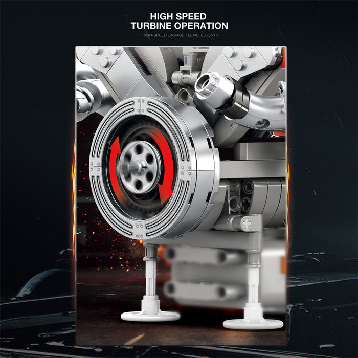 MOC Simulation V-Shaped Eight-Cylinder Engine Building Blocks Set（1101PCS/Dynamic Version） enginediyshop