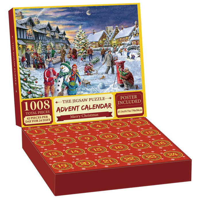 Advent Calendar Brain Teaser Adventskalender  Christmas Advent Calendar, 24-Day Countdown with 1008PCS Jigsaw Puzzle enginediyshop