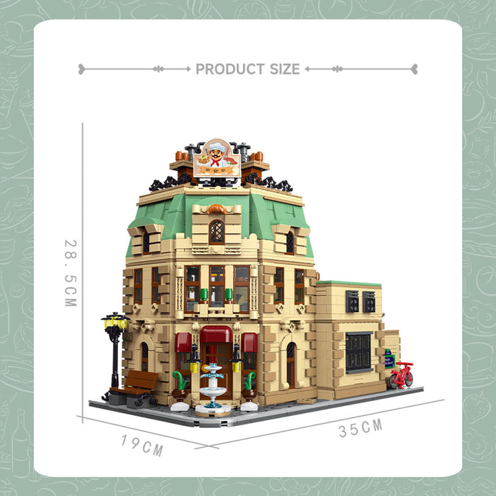 MOC-160521 Restaurants in Paris with Lights Modular Small Particles Building Blocks Set (3104PCS) enginediyshop