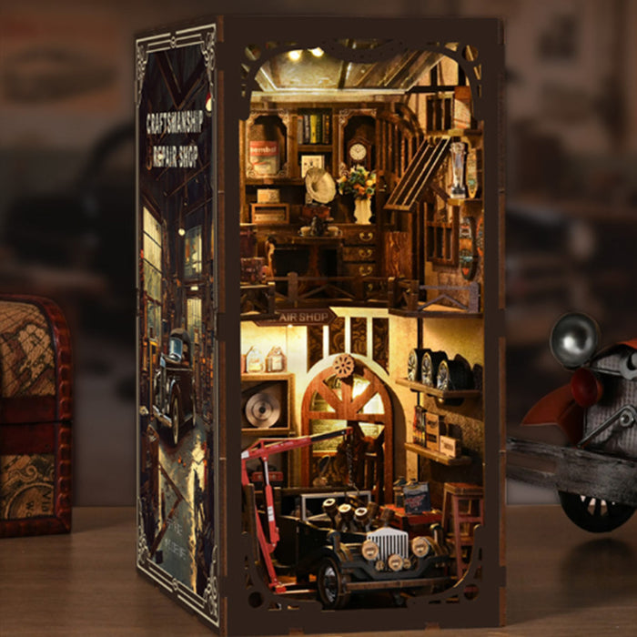Auto Repair Shop 3D Wooden DIY Miniature House Kit, Creative Desktop Decor & Gift (374PCS) enginediyshop