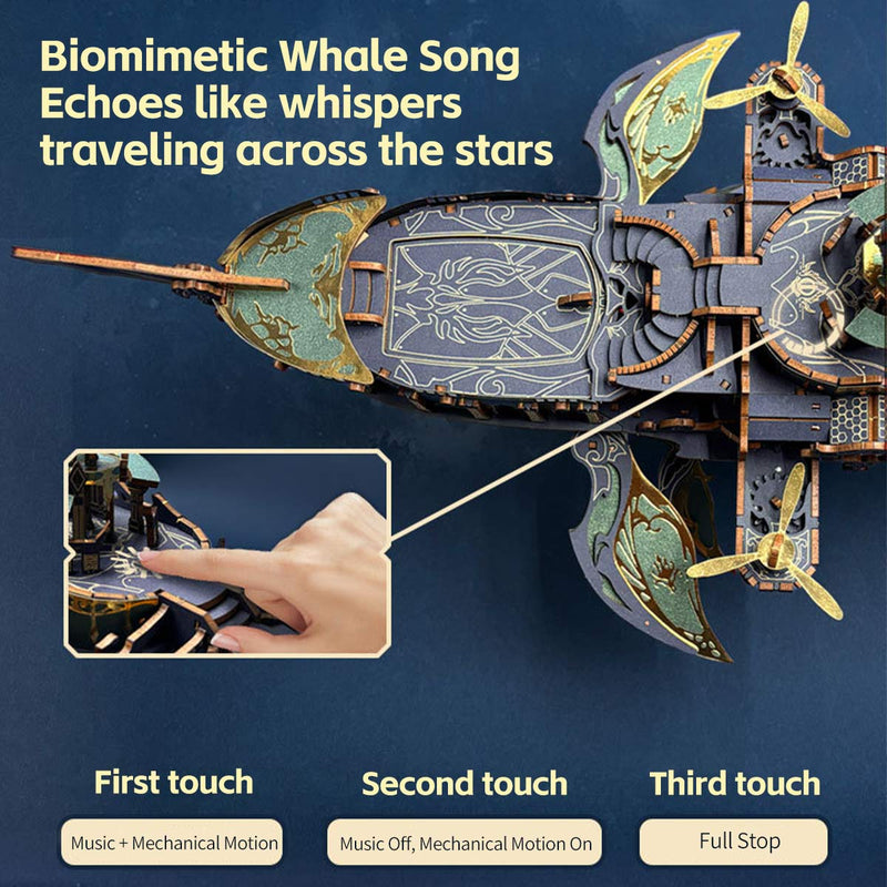 Whale Ship DIY 3D Wooden Puzzle Kit (472PCS) enginediyshop