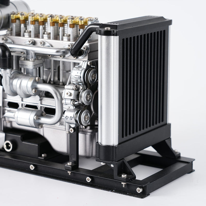 TECHING 1/10 DIY Mini Metal OHV Inline Four-cylinder Diesel Engine Model with Cooling System Educational Toys Gifts (Upgraded Version/300+PCS) enginediyshop
