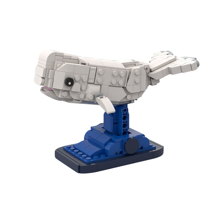 MOC-214769 Beluga Whale Building Blocks Set, White Marine Creature Brick Set with Display Base(303PCS) enginediyshop