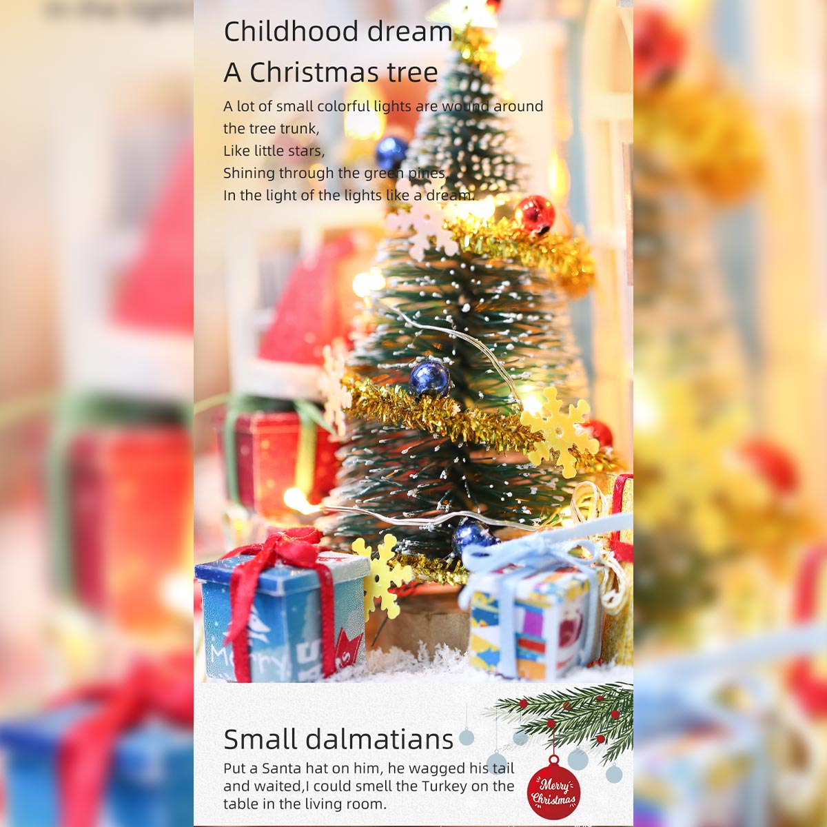 Christmas Snowy Night DIY Miniature House Model Kit, Winter Scene Music Box with Glass Cover, Desktop Decor & Handcrafted Puzzle Gift for Holidays (200+PCS) enginediyshop