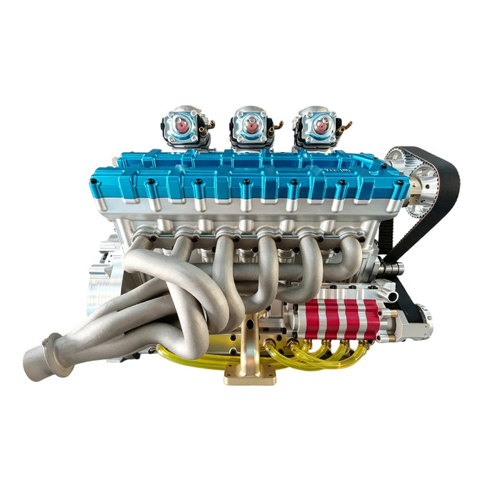 RUIFEIYA V12-180 180cc 1/4 Scale V12 4-Stroke Gasoline Engine Model – DOHC 48-Valve Water-Cooled Engine with ECU, CDI & Electric Start enginediyshop