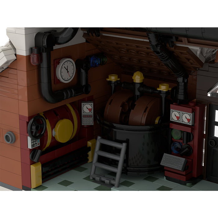 MOC-162963 Winter Village-Chocolate Factory Snowy Christmas Street Scene Building Blocks Set (1970PCS) enginediyshop