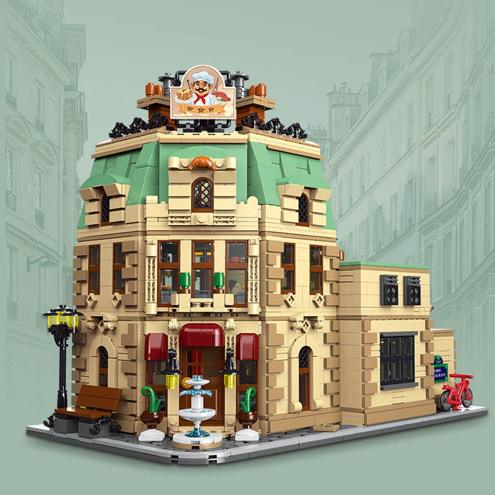 MOC-160521 Restaurants in Paris with Lights Modular Small Particles Building Blocks Set (3104PCS) enginediyshop