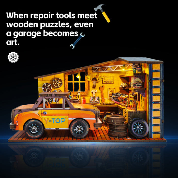 Car Garage DIY 3D Wooden Miniature Scene Model Kit (200+PCS) enginediyshop
