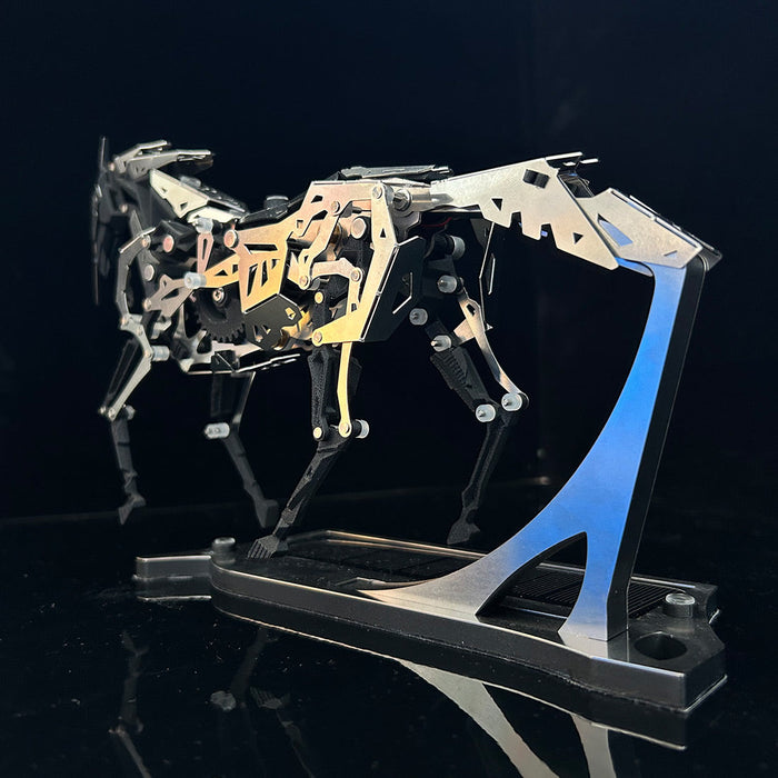 Solar-Powered Mechanical Horse 3D Metal Model DIY Assembly Art Sculpture Powered  Industrial Style Desk Decor Creature Mechanical Display Kit -165PCS enginediyshop