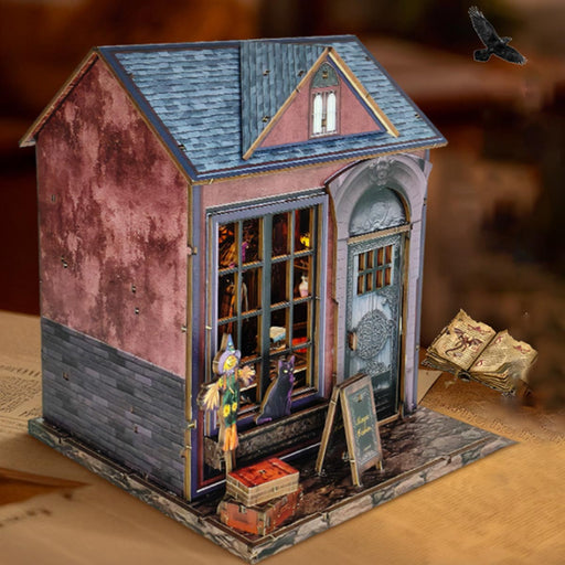 Dark Magic Wizard Cottage 3D Wooden DIY Miniature Witch House Kit, Desktop Decor & Gift for Holidays (215PCS) enginediyshop