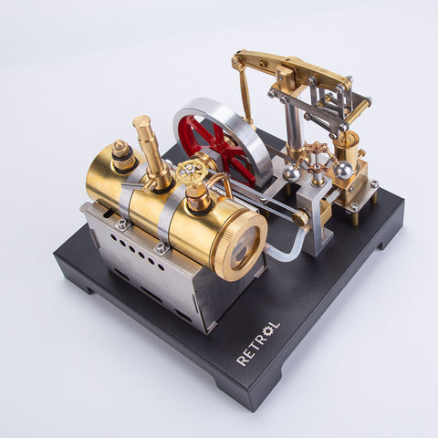 RETROL Full Metal DIY Steam Engine Model with Horizontal Boiler & Centrifugal Flyball Governor (84PCS) enginediyshop