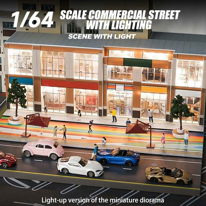 1/64 Scale City Building Model with LED Lights, DIY Street Diorama for Micro Photography, Urban Landscape Desktop Decor (Figures & Cars Not Included) enginediyshop