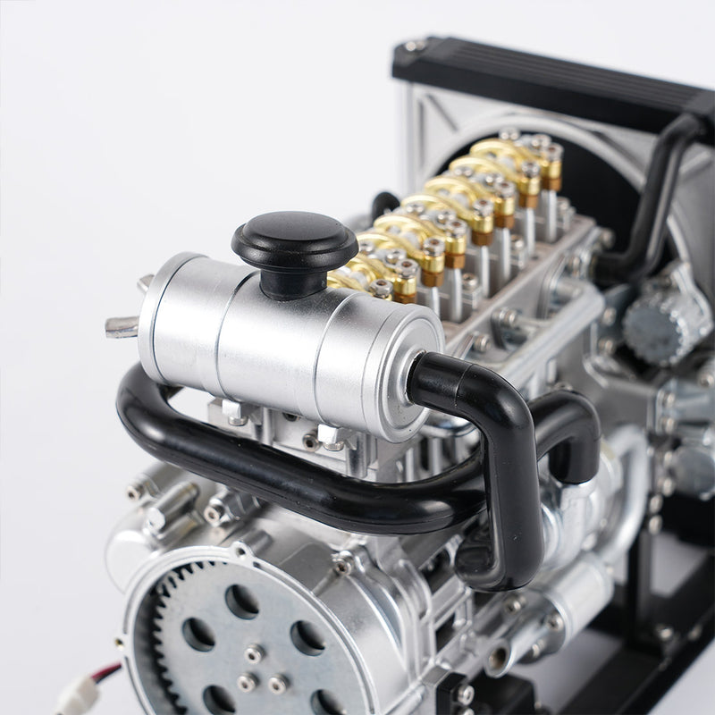 TECHING 1/10 DIY Mini Metal OHV Inline Four-cylinder Diesel Engine Model with Cooling System Educational Toys Gifts (Upgraded Version/300+PCS) enginediyshop