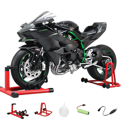1/6 Scale Alloy Dynamic Motorcycle Model - Simulation Bike with Ignition System & Smoke Spray (Carbon Fiber Style) enginediyshop