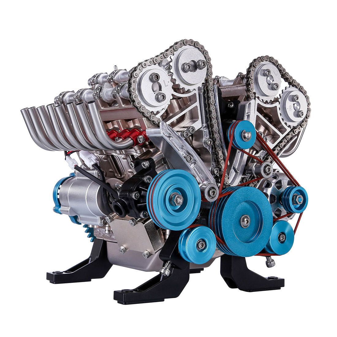TECHING 500+ Teile 1:3 V8 Motor Modell Bausatz, Metall-Mechanik Motor Experiment Physik Spielzeug 1