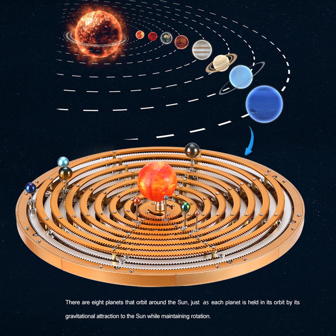 Metal DIY Mechanical Solar System Model Kit, Dynamic Orbital Desk Ornament -600+PCS enginediyshop