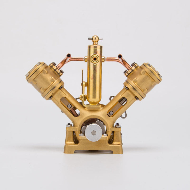 RW-V2 Mini V-Shape Double Cylinder Reciprocating Steam Engine Model for 70-130cm Steamships (Forward and Reverse Rotation/Without Boiler) enginediyshop