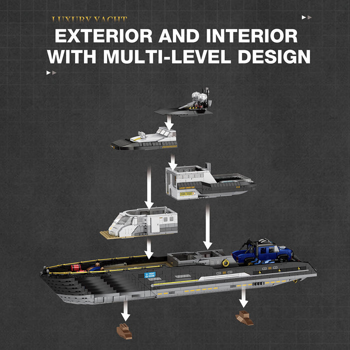 Mocsage MOC-185307 1/30 Scale Luxury Super-yacht Building Blocks Set-4421PCS enginediyshop