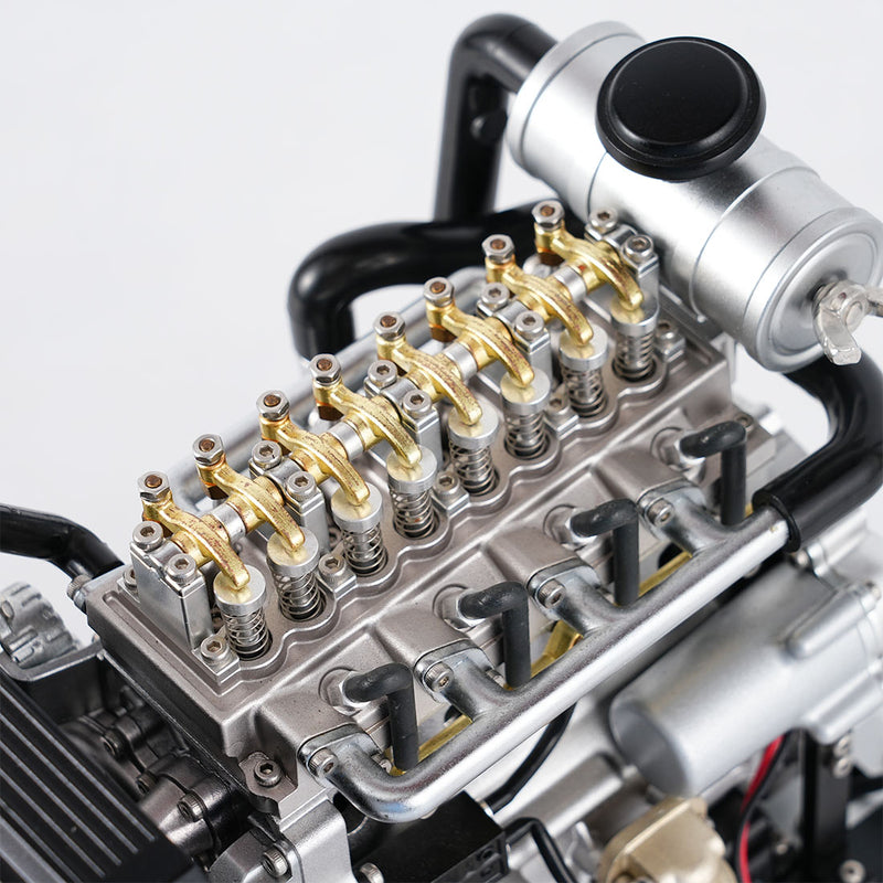 TECHING 1/10 DIY Mini Metal OHV Inline Four-cylinder Diesel Engine Model with Cooling System Educational Toys Gifts (Upgraded Version/300+PCS) enginediyshop