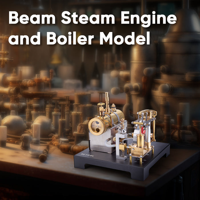 RETROL Full Metal DIY Steam Engine Model with Horizontal Boiler & Centrifugal Flyball Governor (84PCS)