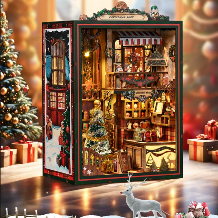 Christmas Shop 3D Wooden DIY Miniature House Kit, Creative Holiday Desktop Decor, Unique Christmas Gift (264PCS) enginediyshop