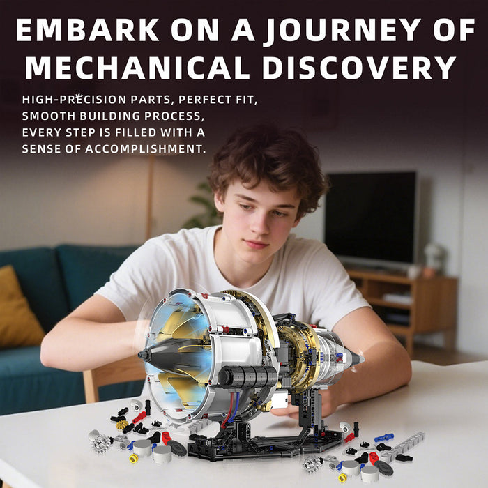 MOC Simulation Modern Aircraft Engine Building Blocks Set with Light (Dynamic Version/564PCS) enginediyshop