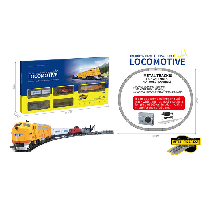 1/87 HO Scale US Union Pacific FF-7 Diesel Locomotive & Metal Track Model Train Set enginediyshop