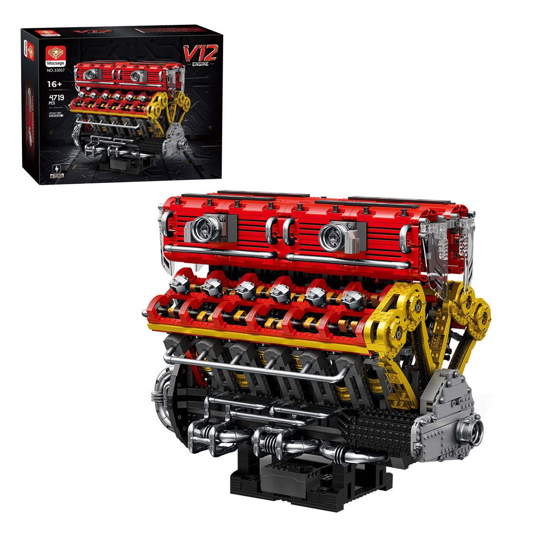 MOC-Mocsage 60°  Lamborghini  V12 Engine Building Blocks Set（4719PCS） enginediyshop