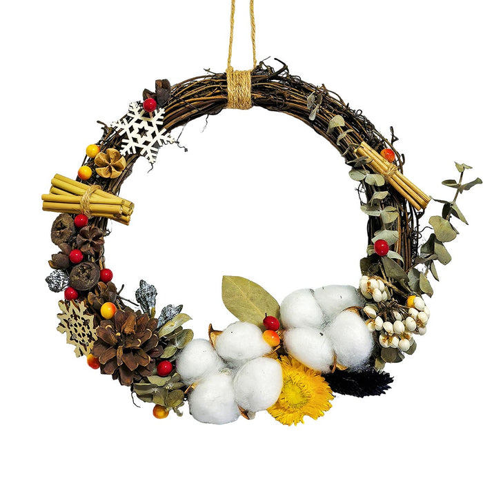 25cm DIY Christmas Wreath Kit, Dried Flower Door Hanger Craft Set, Holiday Home Decor and Festive Gift enginediyshop