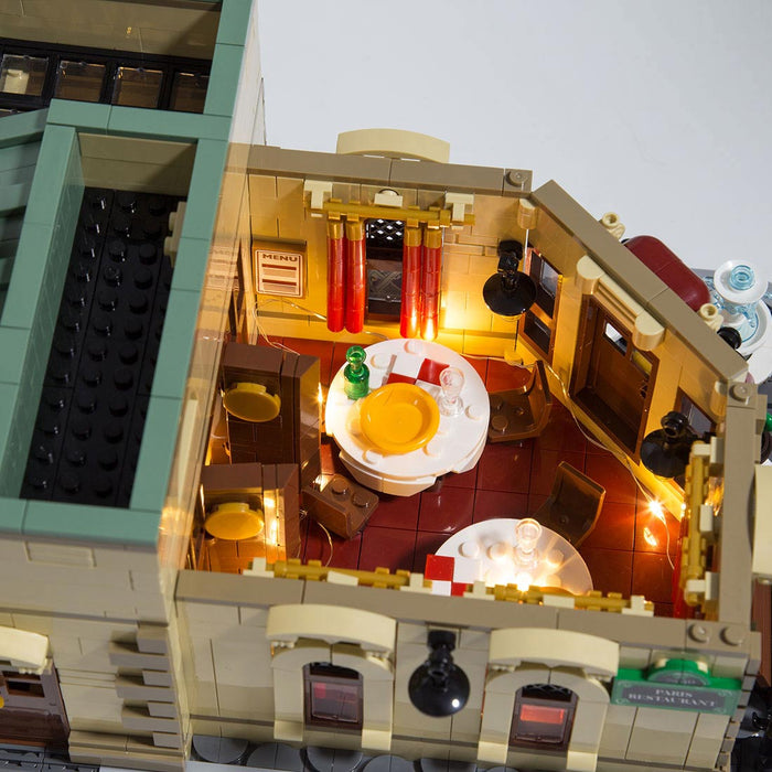 MOC-160521 Restaurants in Paris with Lights Modular Small Particles Building Blocks Set (3104PCS) enginediyshop