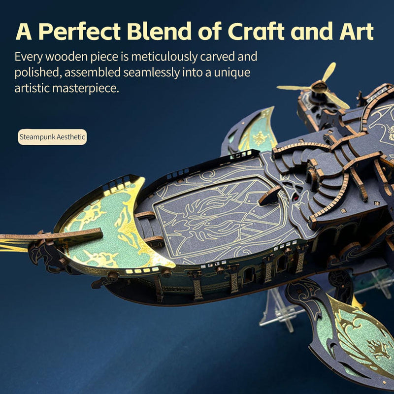 Whale Ship DIY 3D Wooden Puzzle Kit (472PCS) enginediyshop