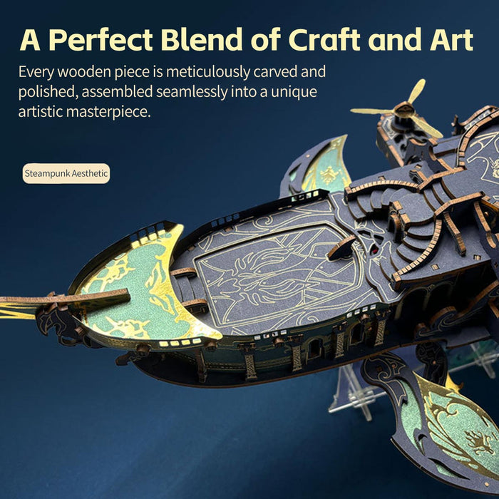 Whale Ship DIY 3D Wooden Puzzle Kit (472PCS) enginediyshop