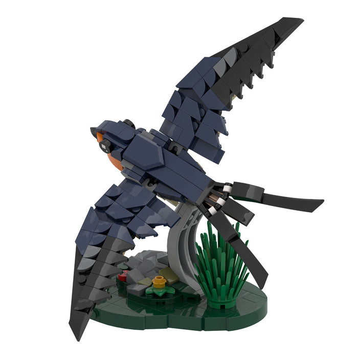 MOC BarnSwallow Flying Bird Model with Movable Head and Wings Display Model Kit (226 PCS) enginediyshop
