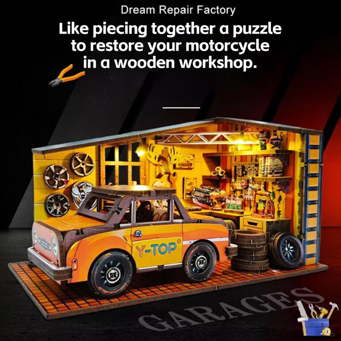 Car Garage DIY 3D Wooden Miniature Scene Model Kit (200+PCS) enginediyshop