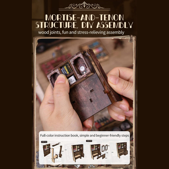 Auto Repair Shop 3D Wooden DIY Miniature House Kit, Creative Desktop Decor & Gift (374PCS) enginediyshop