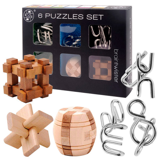 Advent Calendar Filler - Make Yours 6Pcs IQ Brain Teaser Set Metal Puzzle + Wooden Lock for Children Adults MT1142 enginediyshop