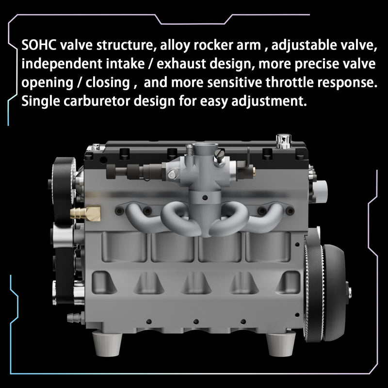 HOWIN ENGINE L4-172 17.2cc SOHC Inline Four-cylinder Four-stroke Water-cooled Electric Nitro Internal Combustion Engine Model for 1/6 1/8 RC Cars Ships enginediyshop