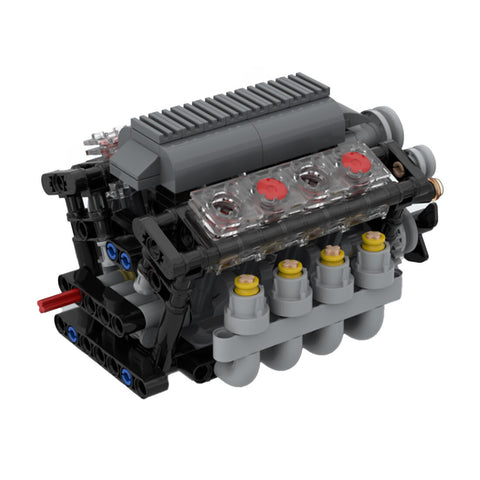 V8 Engine with Gearbox Tech Engine Model Particle Building Blocks MOC Set (568PCS) enginediyshop