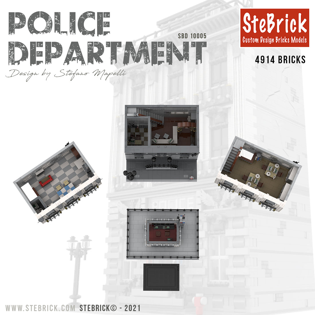 MOC-4652 Large-scale Police Department Building Blocks MOC Set Toys (4914PCS) enginediyshop