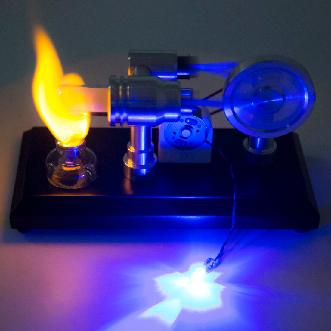 Double-Cylinder Stirling Engine Kit - Power Up Your Space with Stunning LED Lights enginediyshop