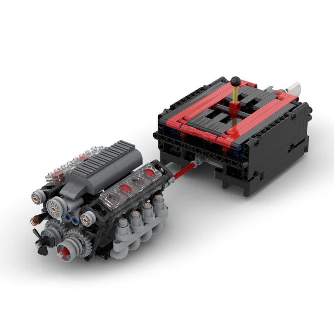 V8 Engine with Gearbox Tech Engine Model Particle Building Blocks MOC ...