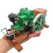 OKMO 1110 Miniature Single-Cylinder 4-Stroke Water-Cooled Horizontal Gasoline Internal Combustion Engine Model with Wooden Display Stand and Ignition System, Japanese Retro Industrial Mechanical Collectible enginediyshop