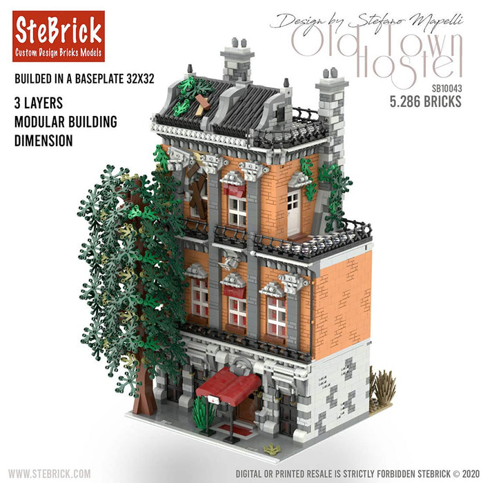 MOC-46504  Old Town Hostel  Creative Street View Building Blocks Compatible with Other Brands Street View (5286PCS) enginediyshop