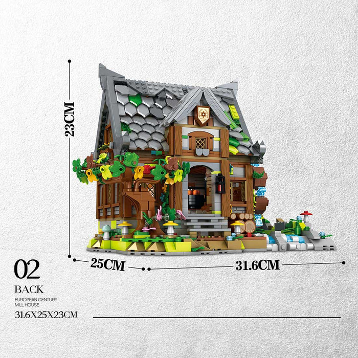 Medieval MOC Vintage WaterMill Building Blocks Set（1873PCS） enginediyshop