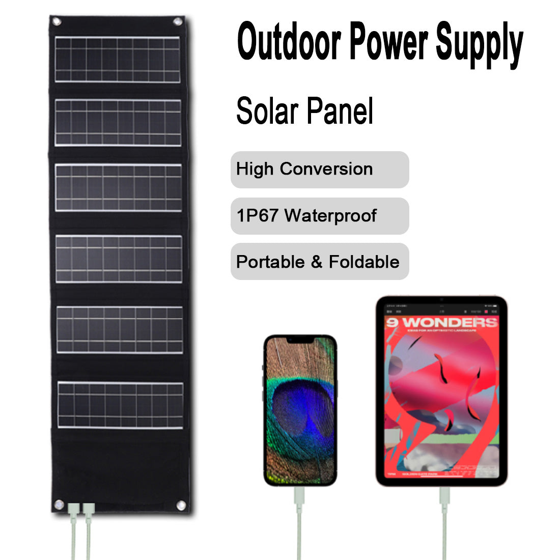 50W Foldable Solar Panel Charger Kit for Smartphone Laptop