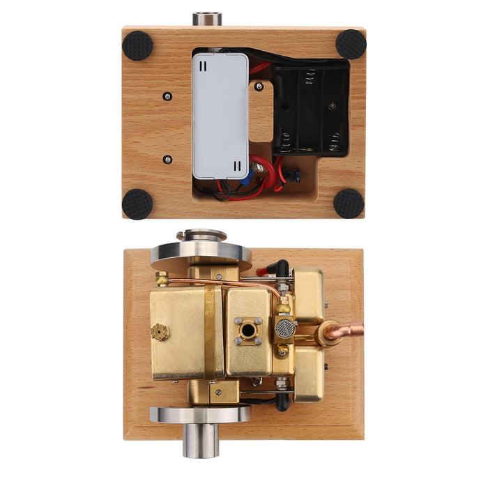 3.2cc Mini Horizontal Water-cooled Double-cylinder Four-stroke Gasoline Engine Model with Wooden Base enginediyshop