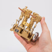 RW-L2 Mini Inline Double Cylinder Reciprocating Steam Engine Model for 70-130cm Steamships (Forward and Reverse Rotation/Without Boiler) enginediyshop