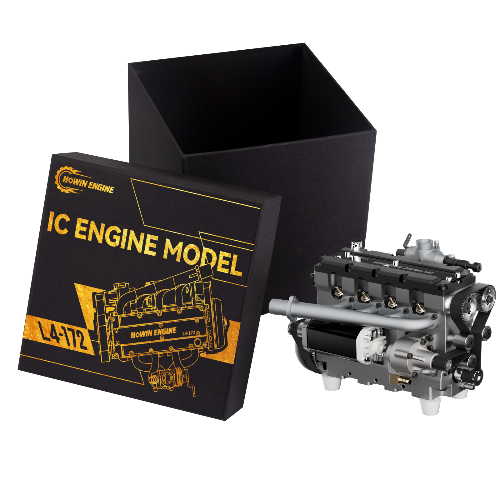 HOWIN ENGINE L4-172 17.2cc SOHC Inline Four-cylinder Four-stroke Water-cooled Electric Nitro Internal Combustion Engine Model for 1/6 1/8 RC Cars Ships enginediyshop