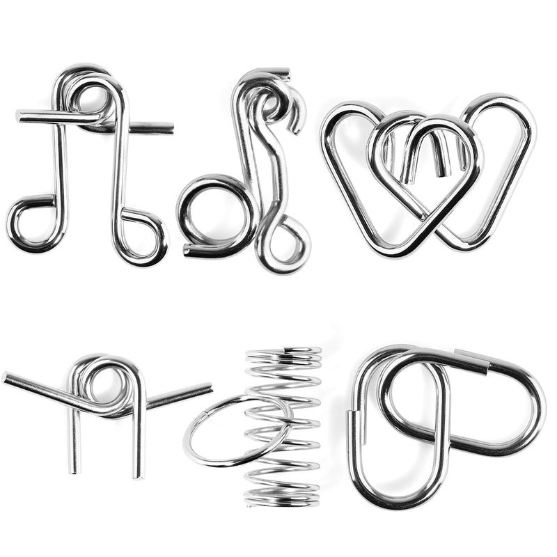 Advent Calendar Filler - Make Yours 24Pcs EPP28 Metal Wire Puzzles Brain Teaser Classical Intellectual Toy - Silver enginediyshop