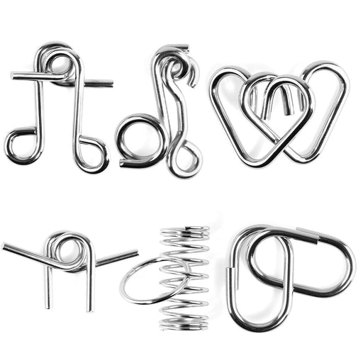 Advent Calendar Filler - Make Yours 24Pcs EPP28 Metal Wire Puzzles Brain Teaser Classical Intellectual Toy - Silver enginediyshop